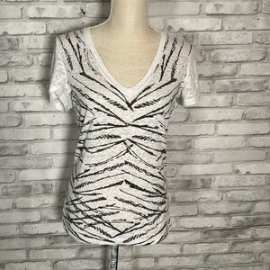 Nollie Y2K Zebra Paint Stripe V Neck Shirt